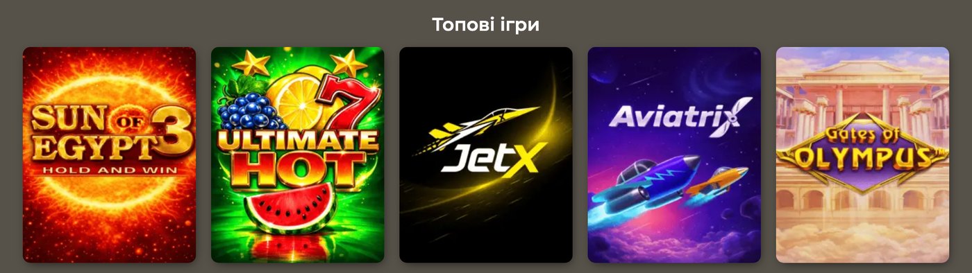 Розділ топових ігор stawki bet зі слотами Sun of Egypt 3, Ultimate Hot, JetX, Aviatrix і Gates of Olympus